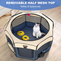 Aivituvin dog playpen blue folded storage bag highlighting portability