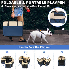 Aivituvin dog playpen blue mesh airflow emphasizing comfortable ventilation