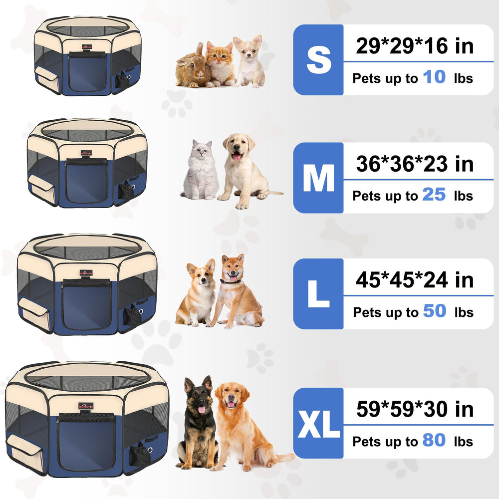 Aivituvin dog playpen blue removable shade cover providing sun protection