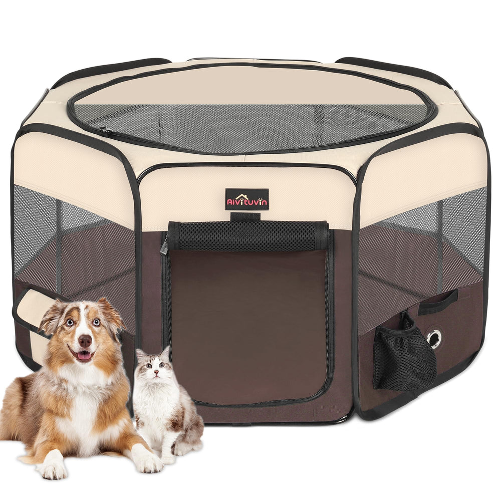 Aivituvin dog playpen foldable design enables quick setup for travel and camping.