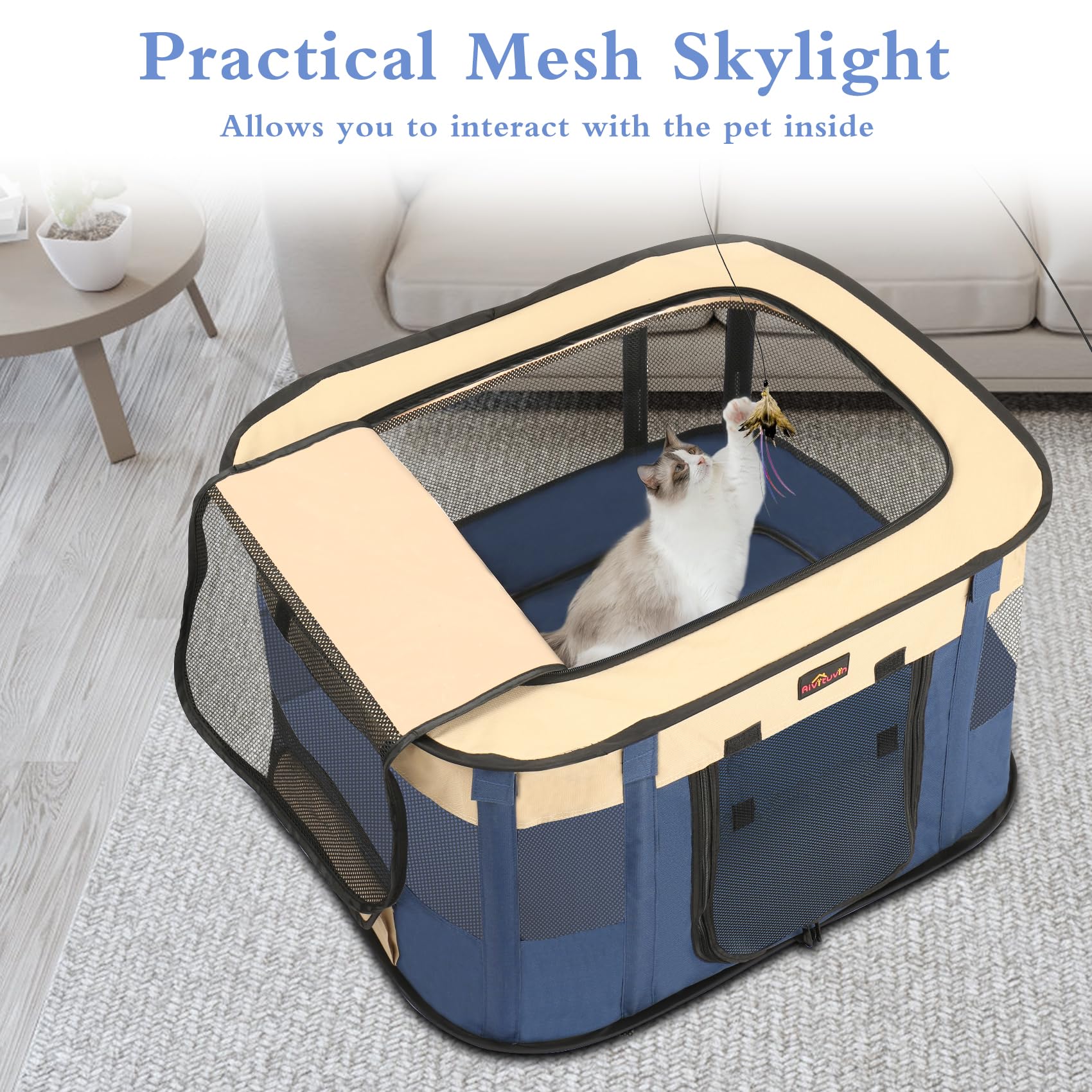 Aivituvin dog playpen rectangle design offers a roomy space for small pets.