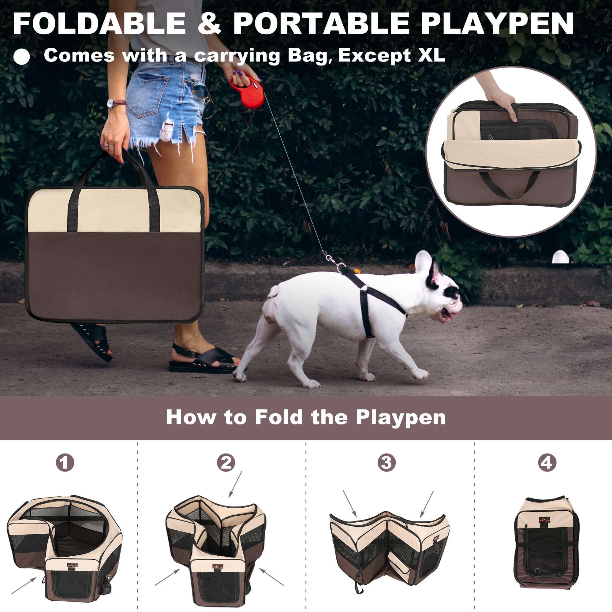Aivituvin dog playpen with removable shade cover for flexible outdoor shade.