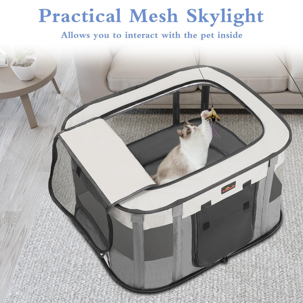 Aivituvin dog playpen roll-up door with Velcro entry for easy access