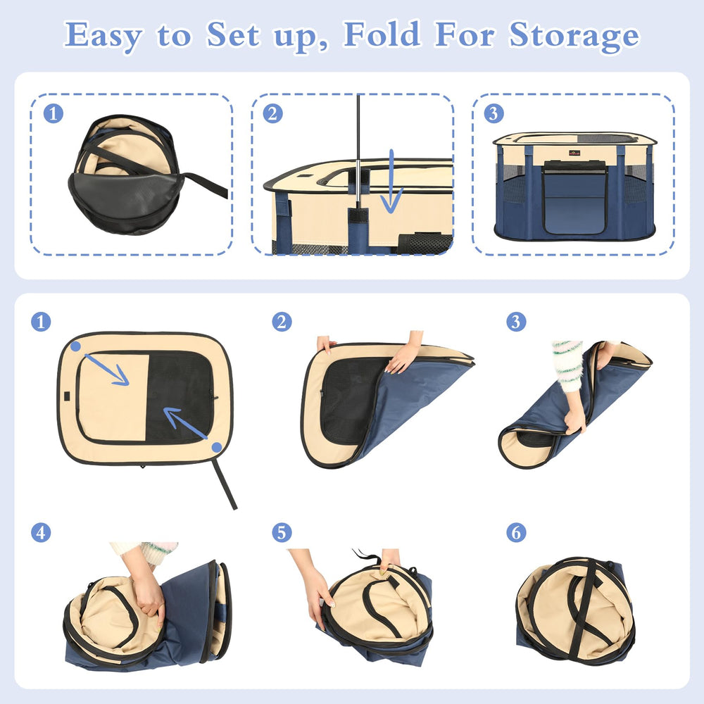 Aivituvin dog playpen roll-up door allows easy entry and exit for pets.