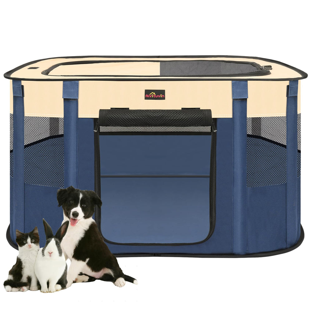 Aivituvin dog playpen setup outdoors with spacious interior for safe playtime.