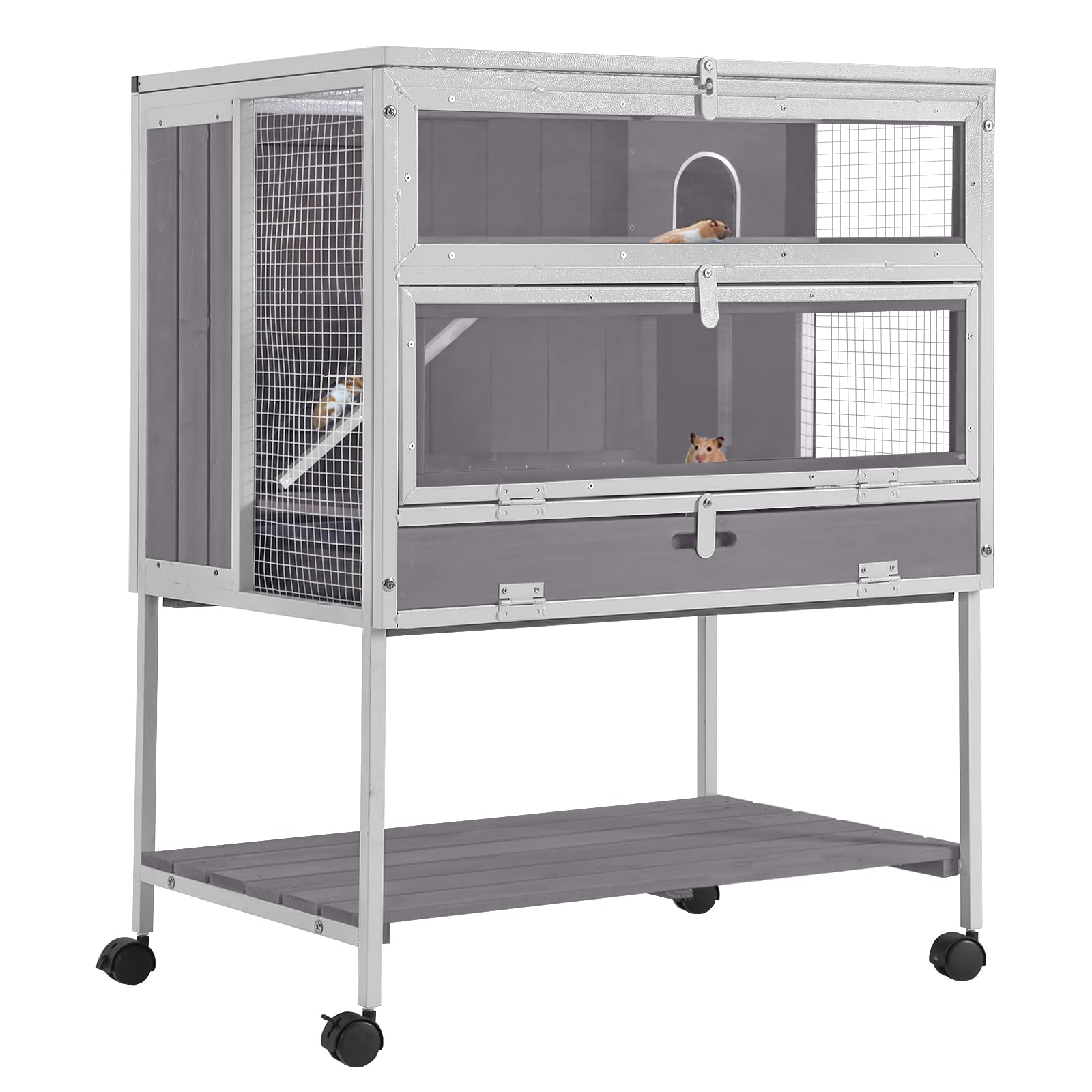 Aivituvin guinea pig cage front view showing durable metal frame for long-lasting play.