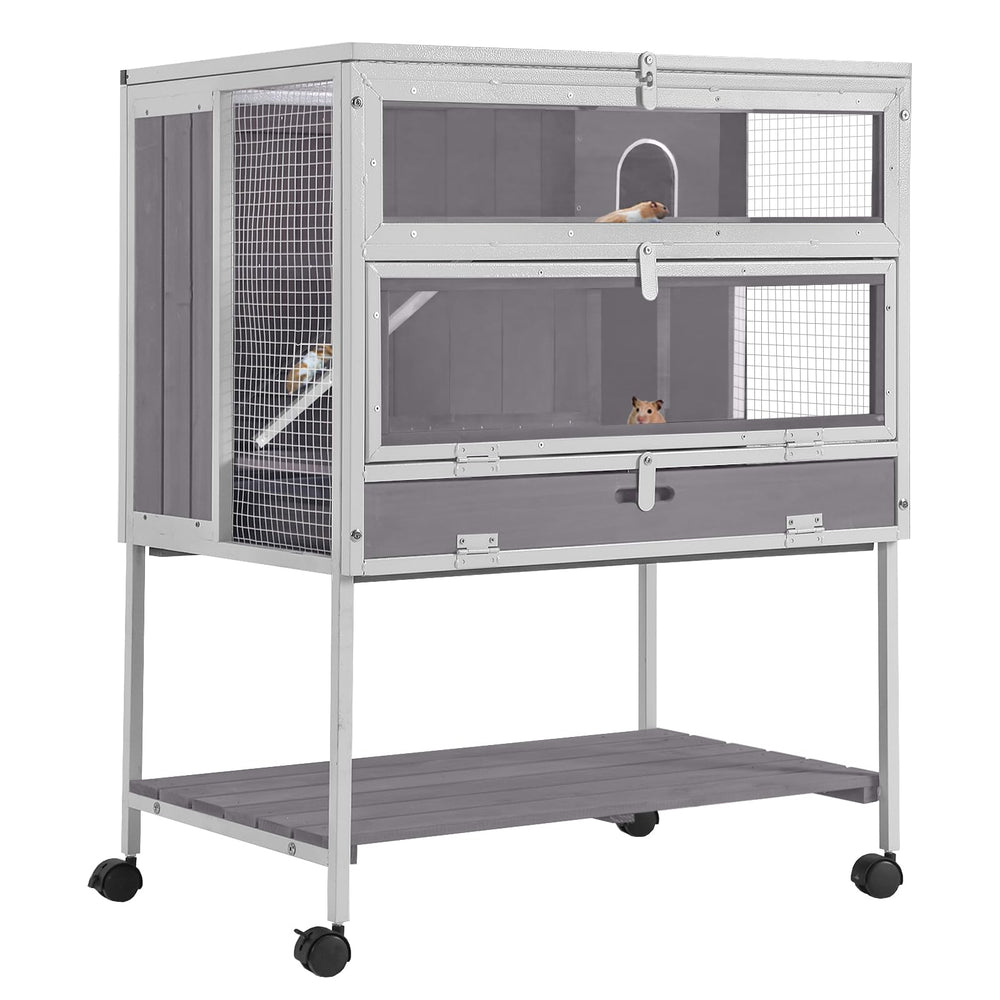 Aivituvin guinea pig cage front view showing durable metal frame for long-lasting play.