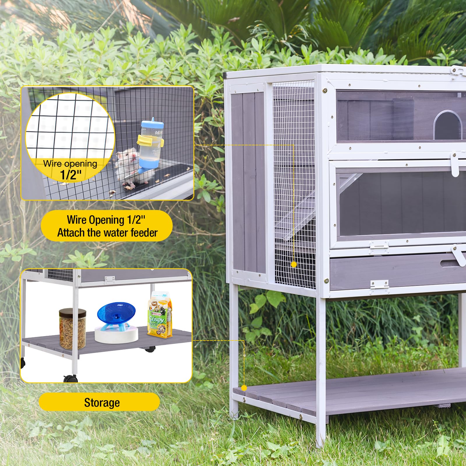Aivituvin ventilated top cage with visible front door for easy observation.