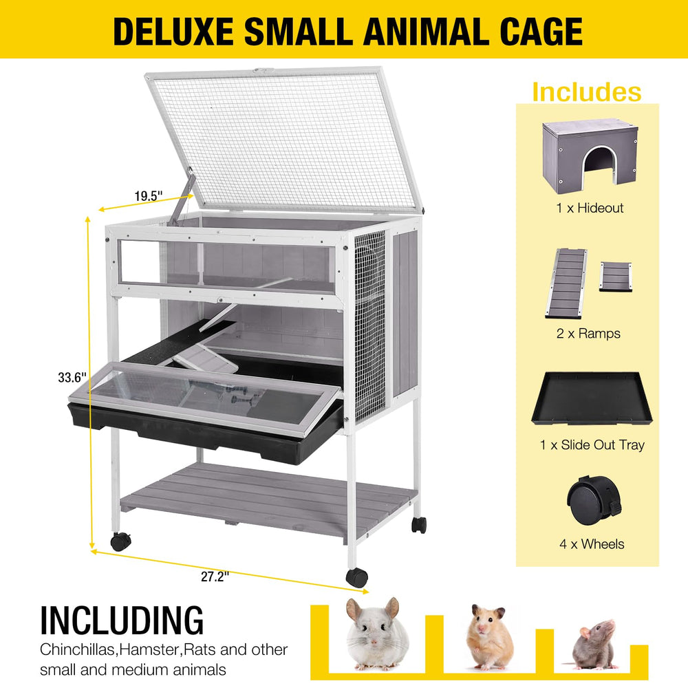 Aivituvin sugar glider cage in eco-friendly fir wood for indoor-outdoor use.