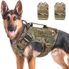 AIWAI Tactical Dog Backpack Harness XL camouflage with side bags for training