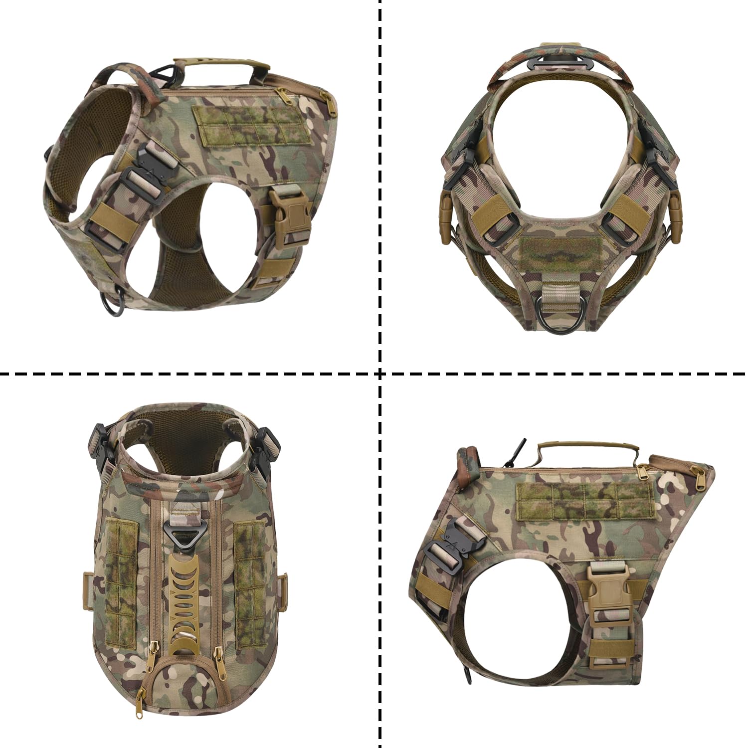 AIWAI Tactical Dog Backpack Harness XL camouflage top pocket for small items
