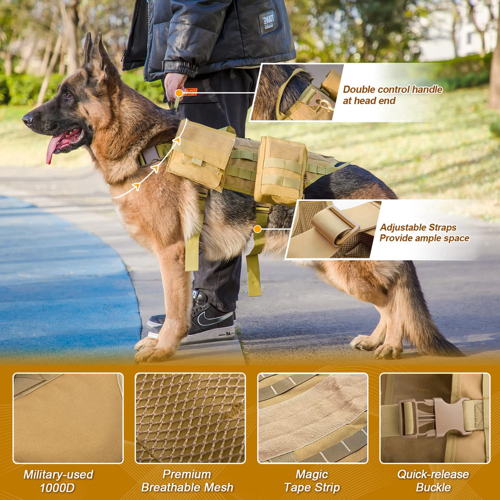 AIWAI Tactical Dog Harness adjustable straps for all-day comfort.