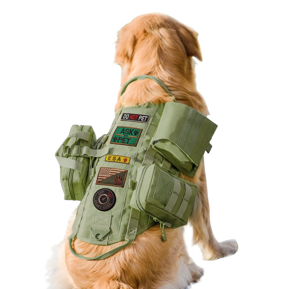 AIWAI Tactical Dog Harness army green shows rugged 1000D nylon.