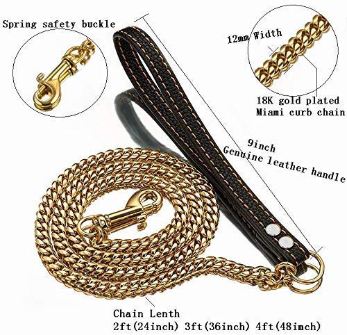 AIYIDI 18K gold-tone plating on stainless steel leash for premium look.