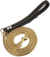 AIYIDI strong dog chain gold leash 60in for confident outdoor control.