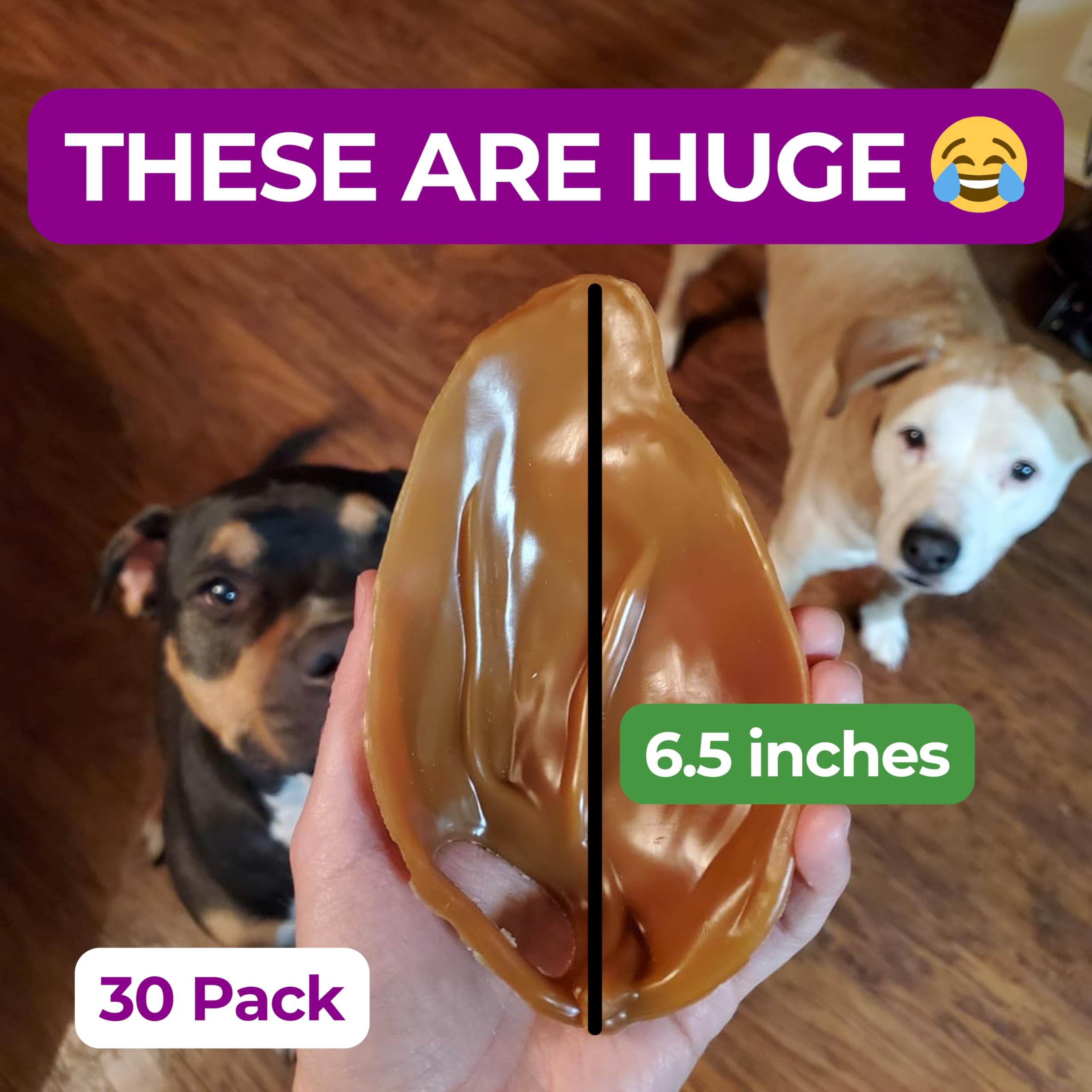 AJA Dentachews peanut butter close-up showing flavor dogs crave and chewy texture.