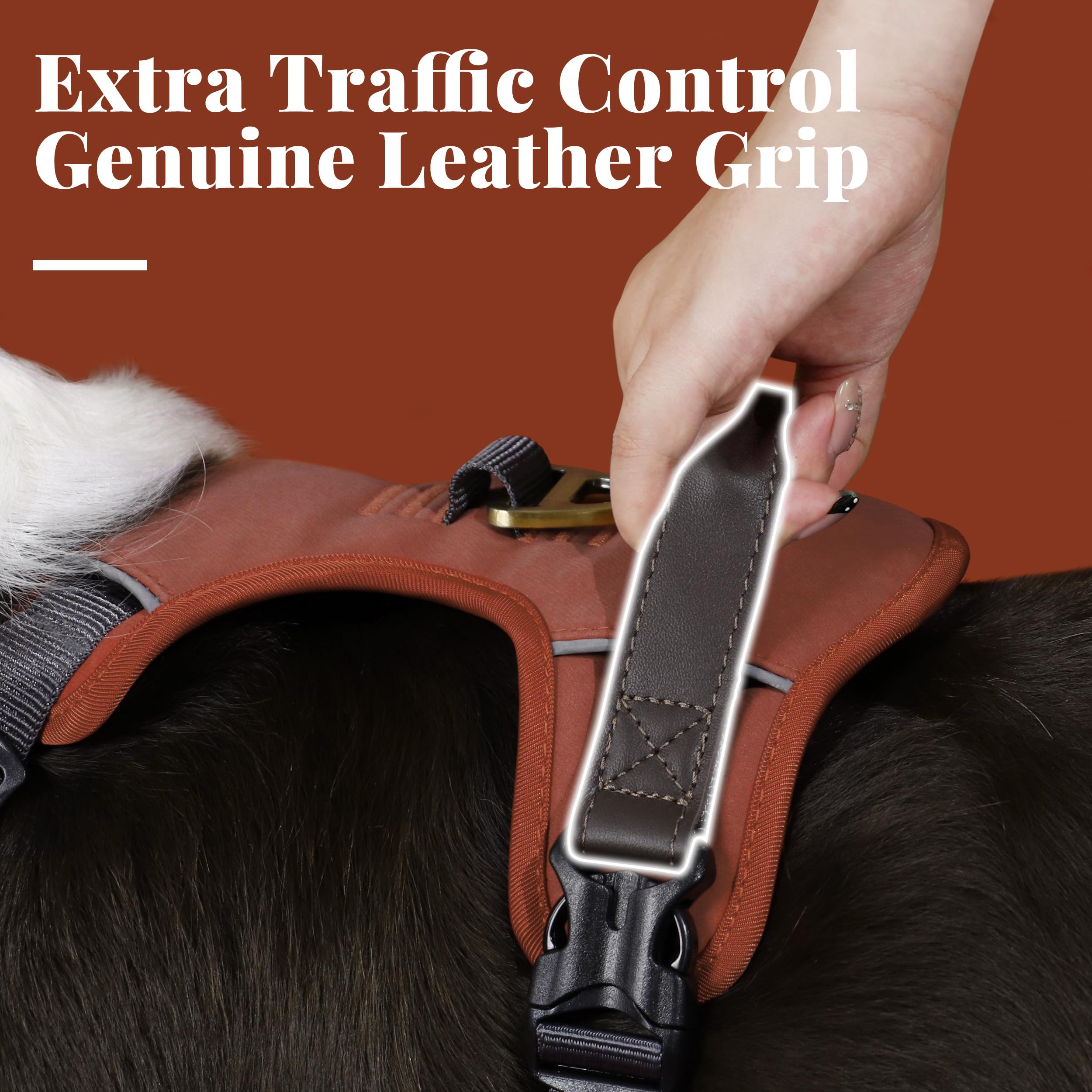 AKAILEA adjustable straps brown ensure a tailored, secure fit for medium dogs.