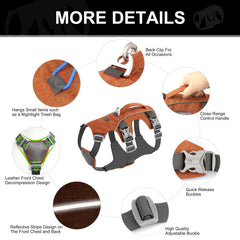AKAILEA escape-proof dog harness with seven adjustable straps for flexible sizing.