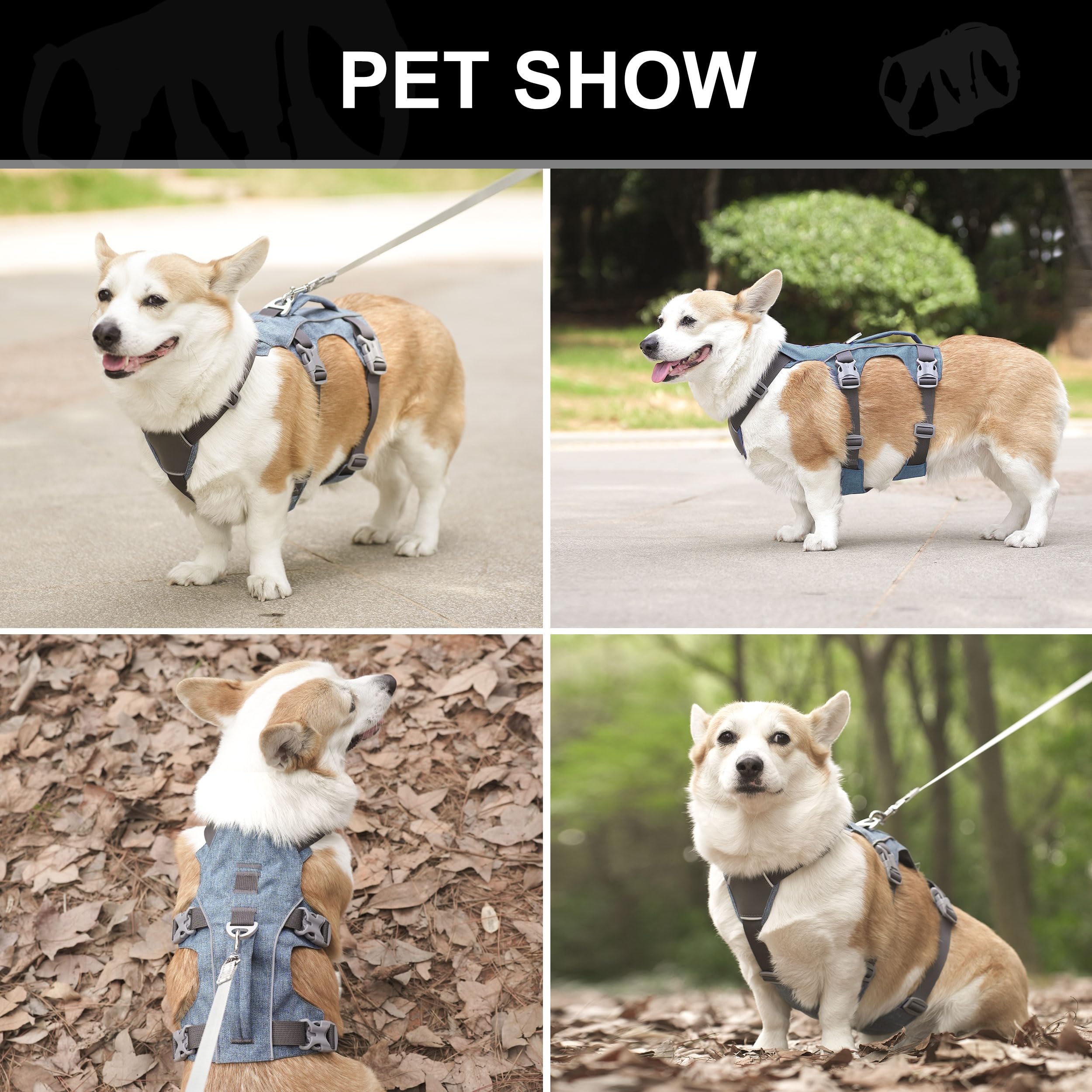 AKAILEA harness with metal D-ring for durable leash connection