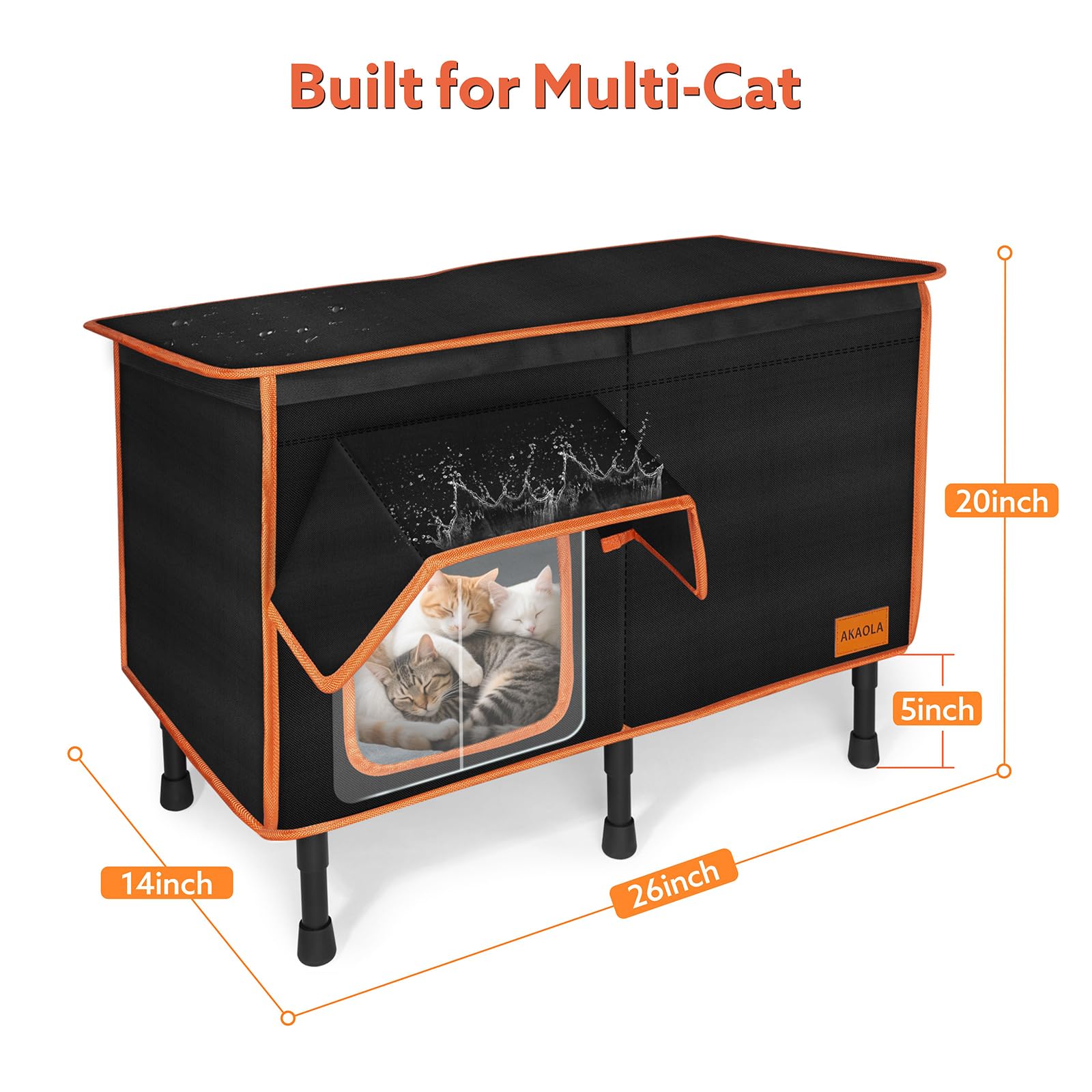AKAOLA 5-inch elevated base keeps paws dry and off ground in rain and snow.