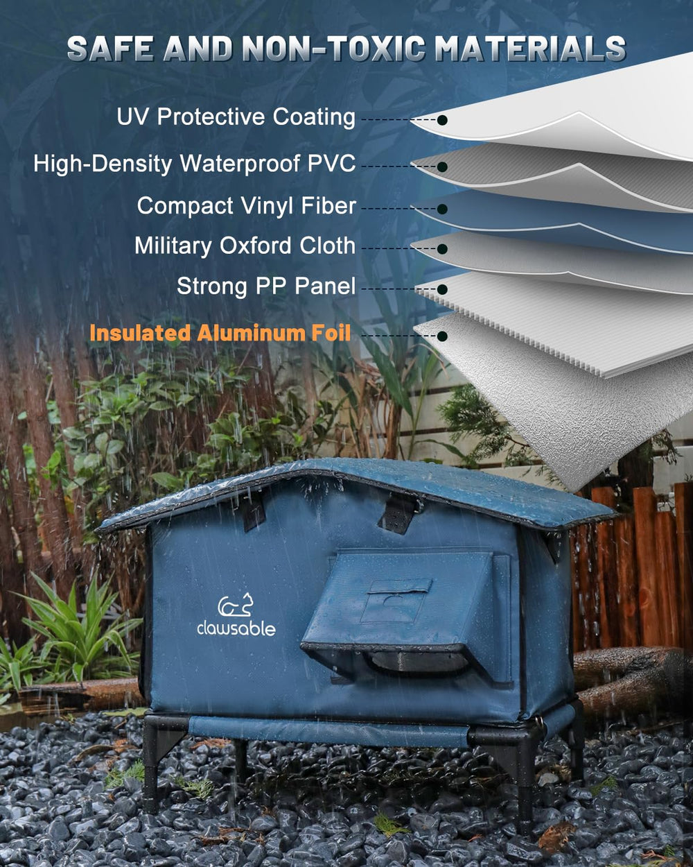 Akentio insulated cat house interior aluminum foil reduces heat loss