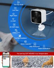 Akentio Pet Camera motion-detection-alert captures real-time notifications for activity near the cat house
