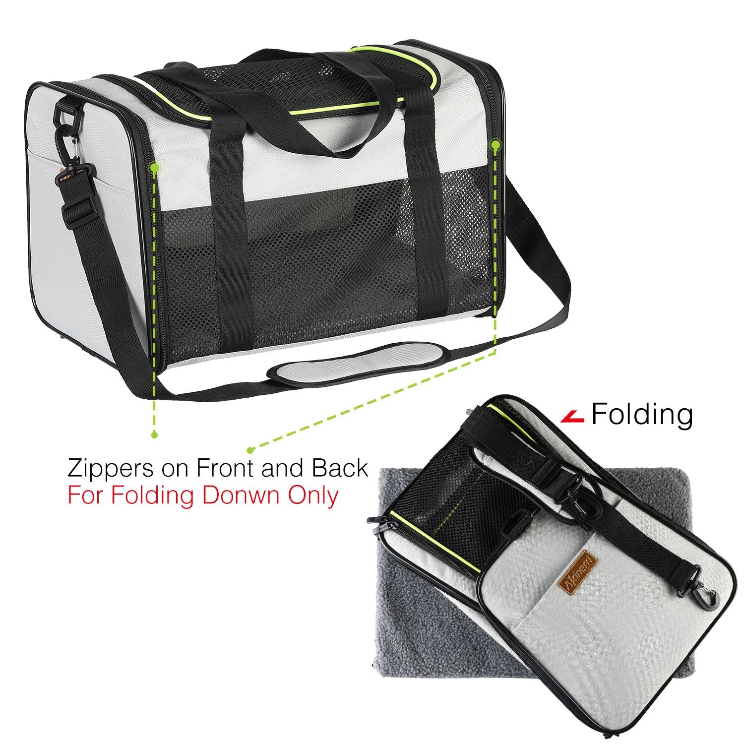 Akinerri cat carrier dimensions 19.7 x 12 x 12 inches fits pets up to 28 lbs.