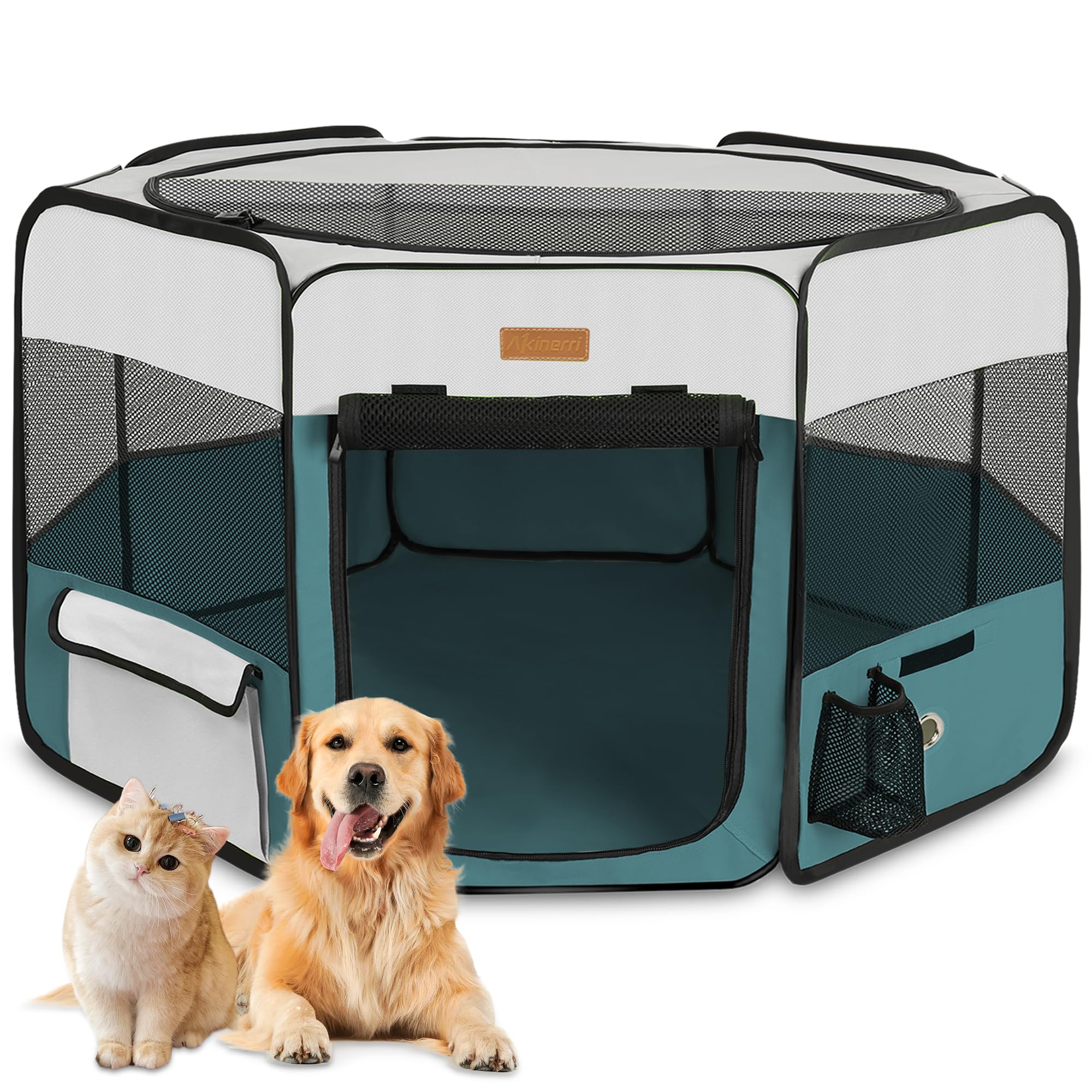 Akinerri dog playpen indoor-outdoor use in blue for versatile environments.