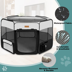 Akinerri dog playpen semi-mesh top provides 360-degree visibility and airflow.