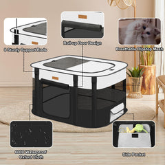 Akinerri dog playpen top removed for indoor use and shaded comfort