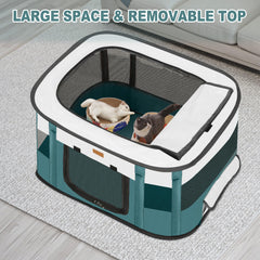 Akinerri foldable dog playpen blue medium material highlights durable mesh and waterproof fabric