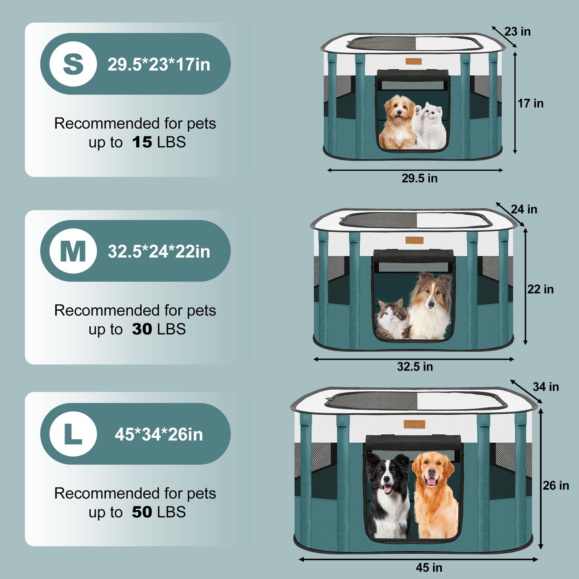 Akinerri foldable dog playpen blue medium removable top provides shade outdoors