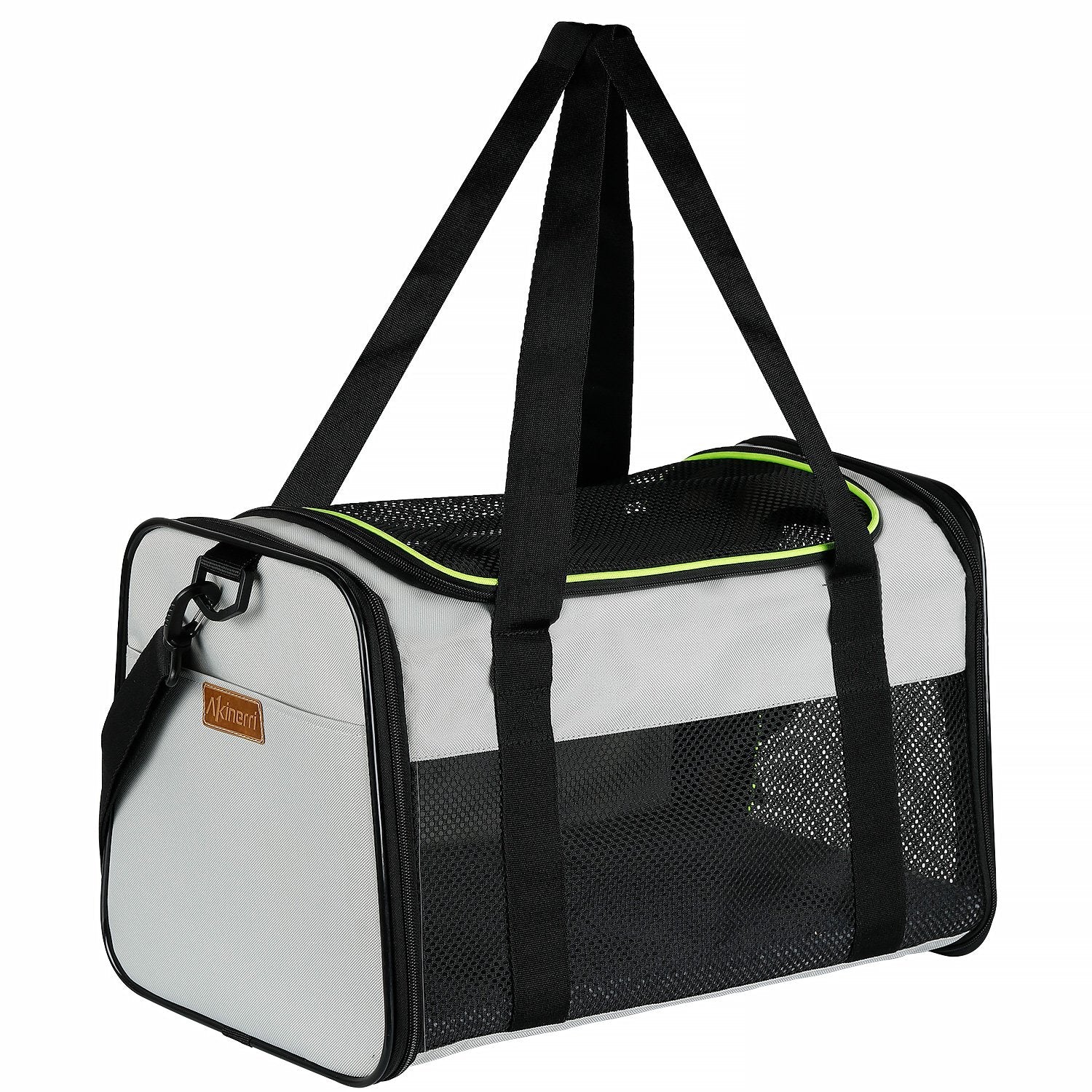 Akinerri pet carrier folded-flat for compact storage and quick travel prep.