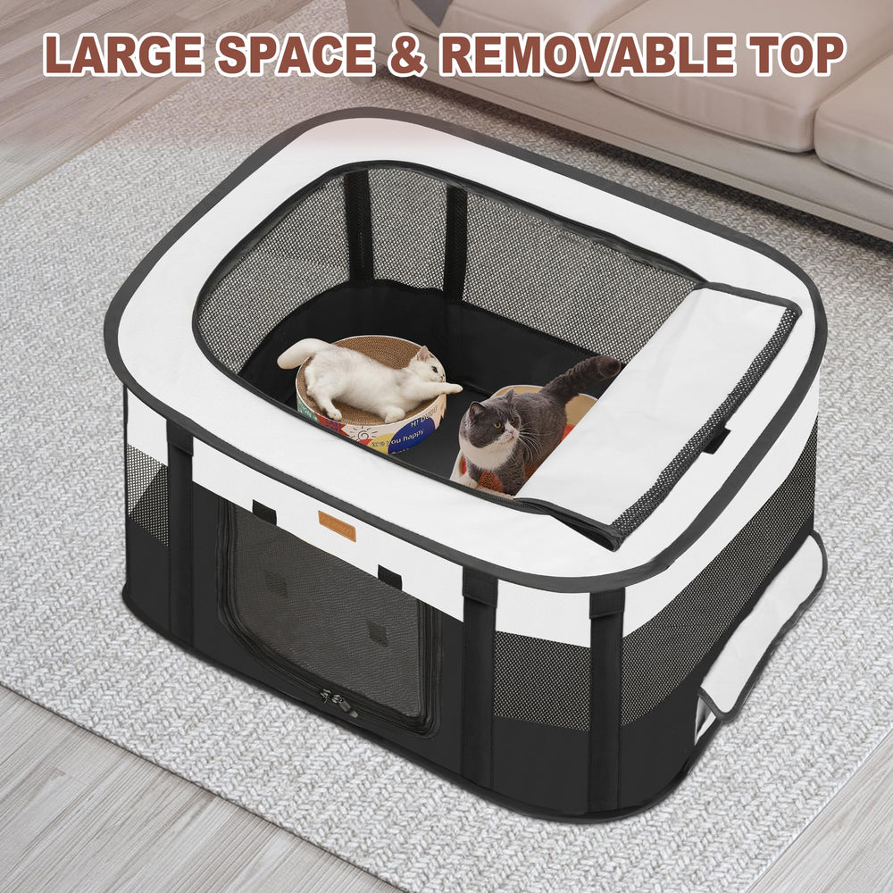 Akinerri playpen removable top cover provides shade and safety outdoors.