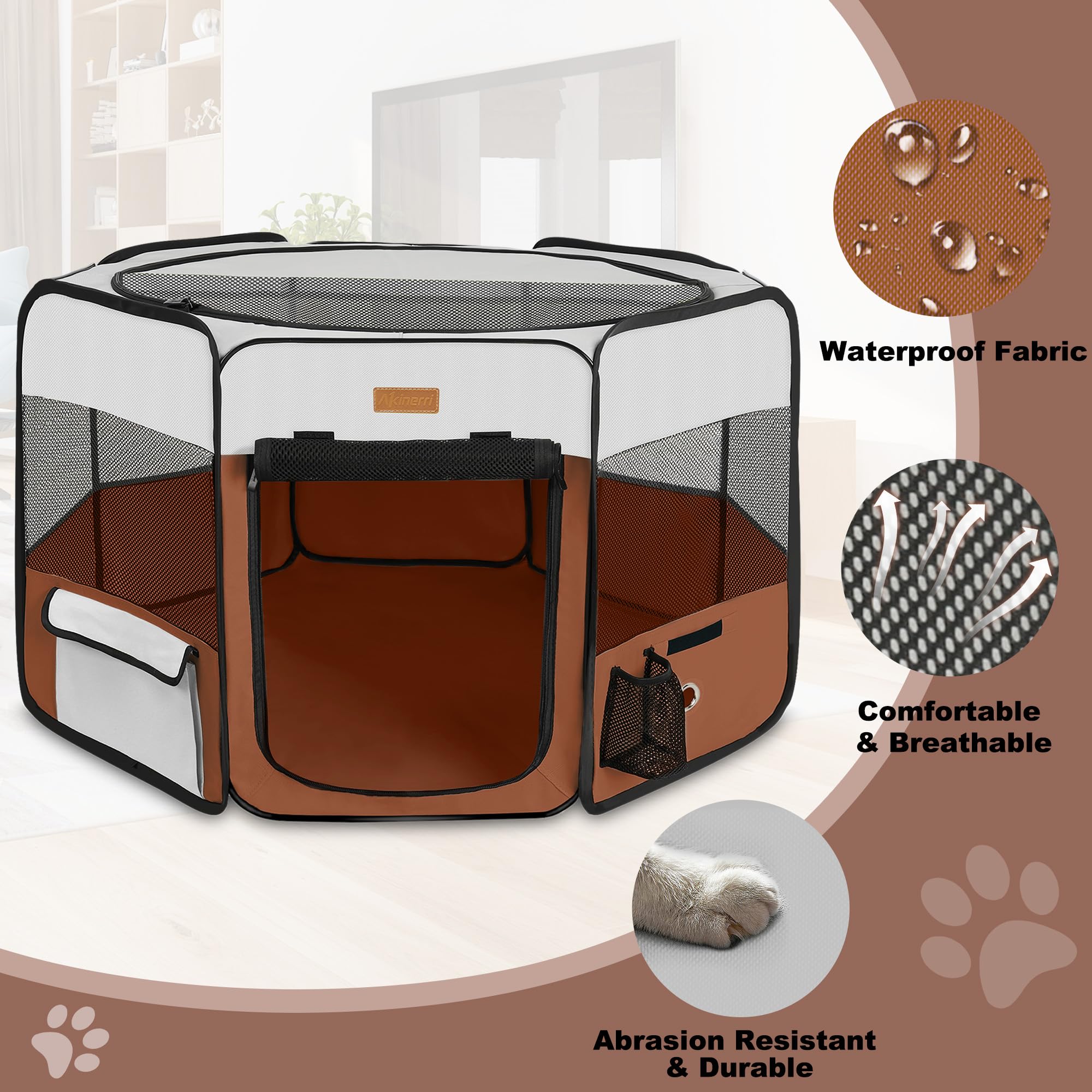 Akinerri portable pet playpen setup for effortless indoor and outdoor use.
