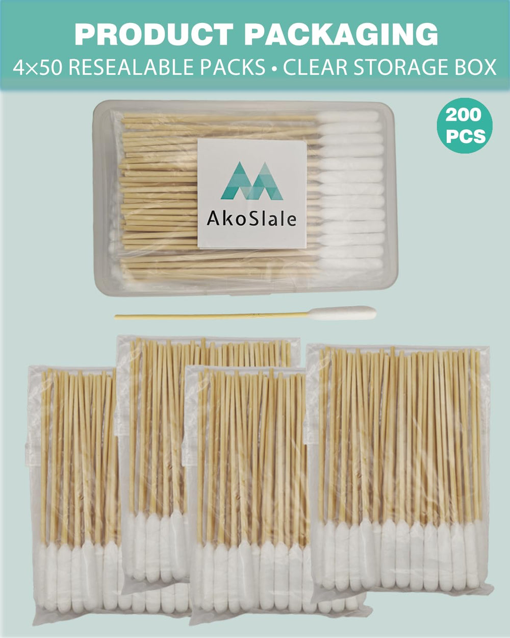 AkoSlale swabs in use with ear cleaner for gentle care