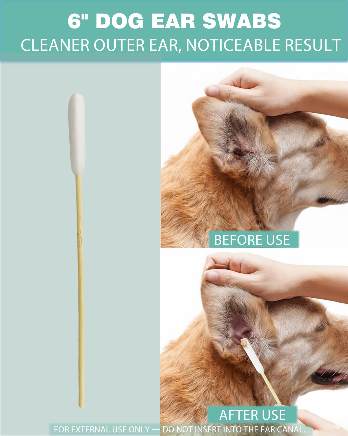 AkoSlale dog ear swabs bamboo handles provide steady grip.