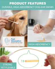 AkoSlale dog ear swabs with cotton tips for effective debris removal