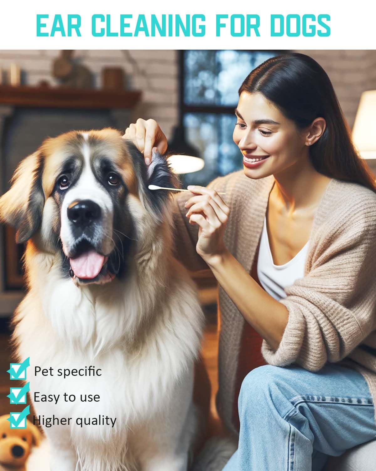 AkoSlale extra-long dog ear swabs reaching deep for precision cleaning.