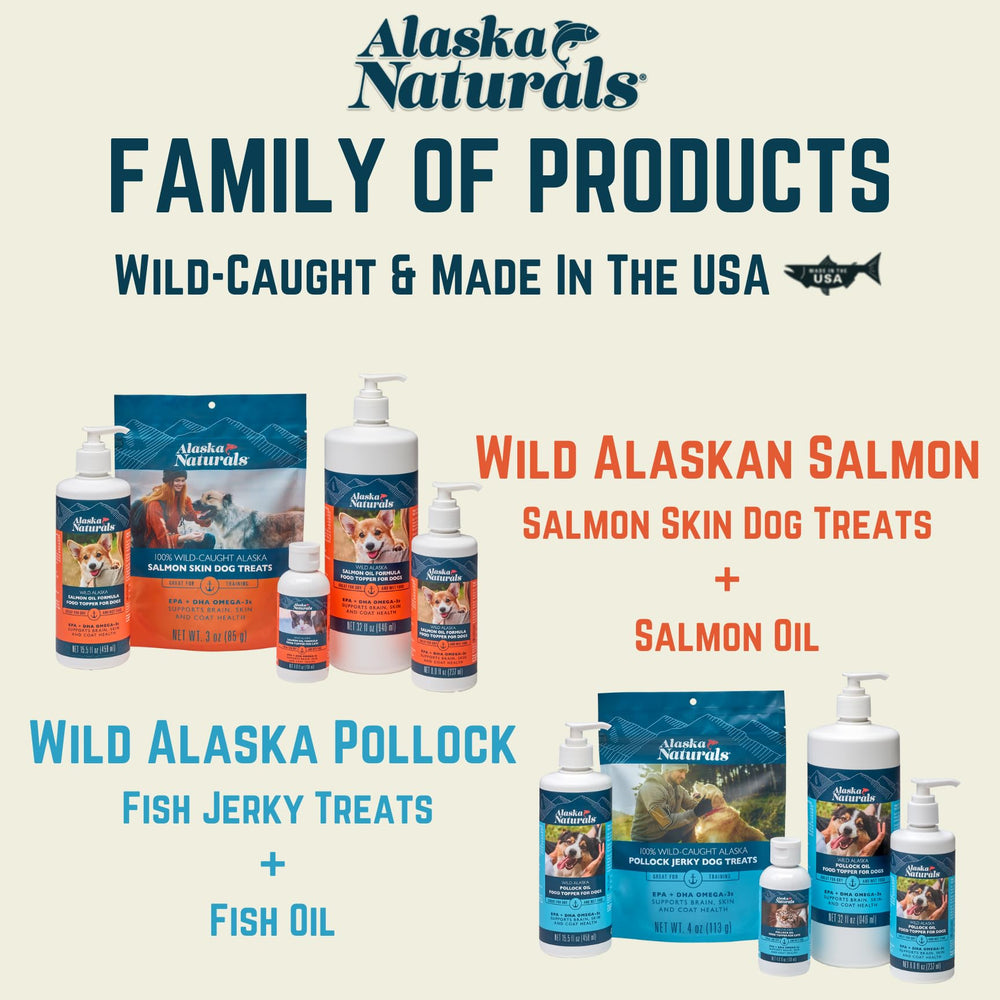 Alaska Naturals Salmon Oil ingredients sustainability—wild-caught salmon and pollock blend.