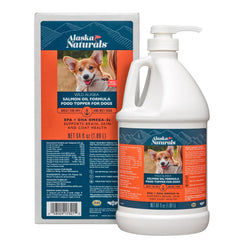 Alaska Naturals Wild Salmon Oil Dog Pump-Dispense shows easy daily use for a shiny coat.