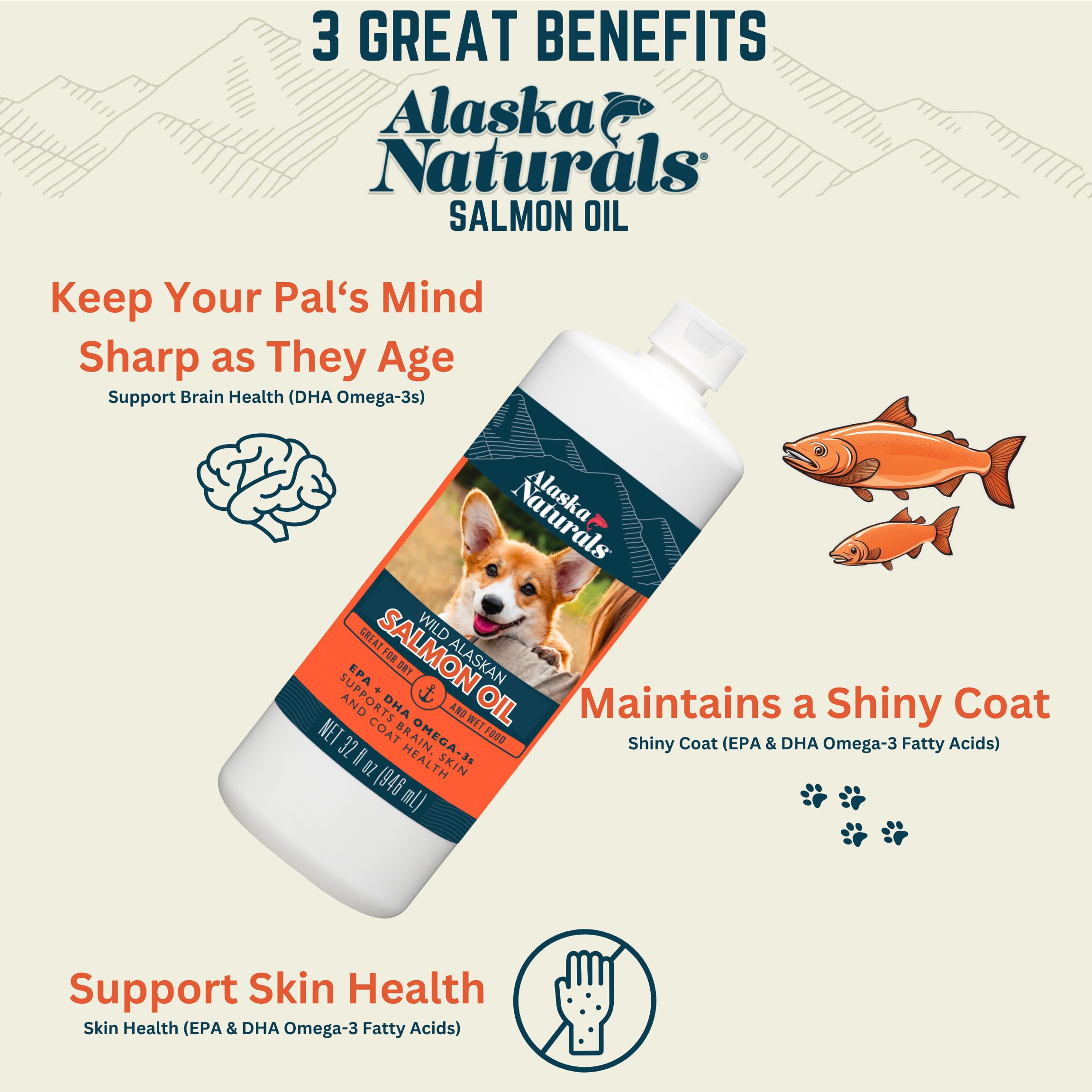 Alaska Naturals Wild Salmon Oil meal topper for dogs—simple daily use.
