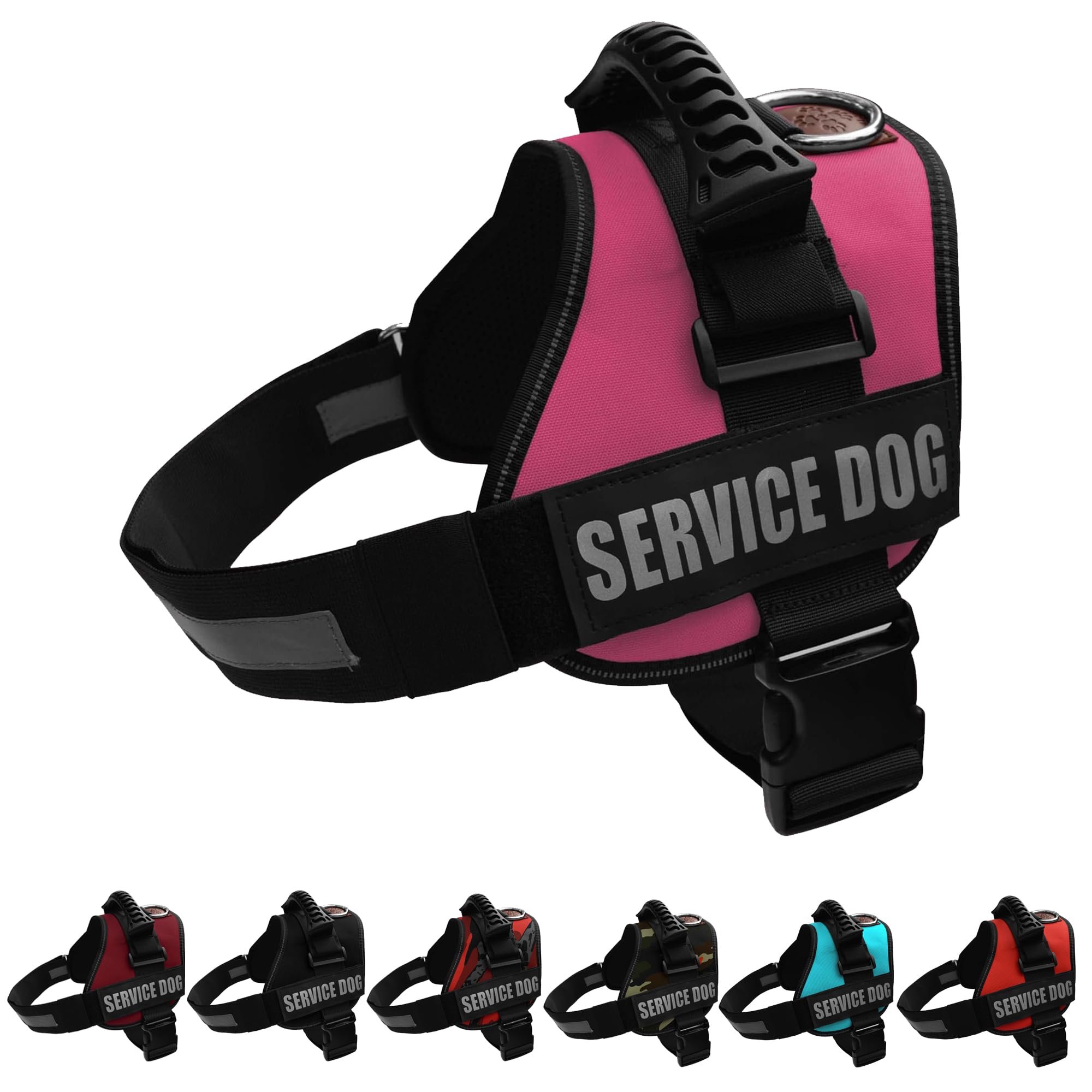 ALBCORP service dog vest front view shows sturdy no-pull design for easier handling.