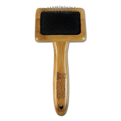 Alcott Bamboo Groom Slicker Brush ergonomic handle aids comfortable daily brushing sessions.