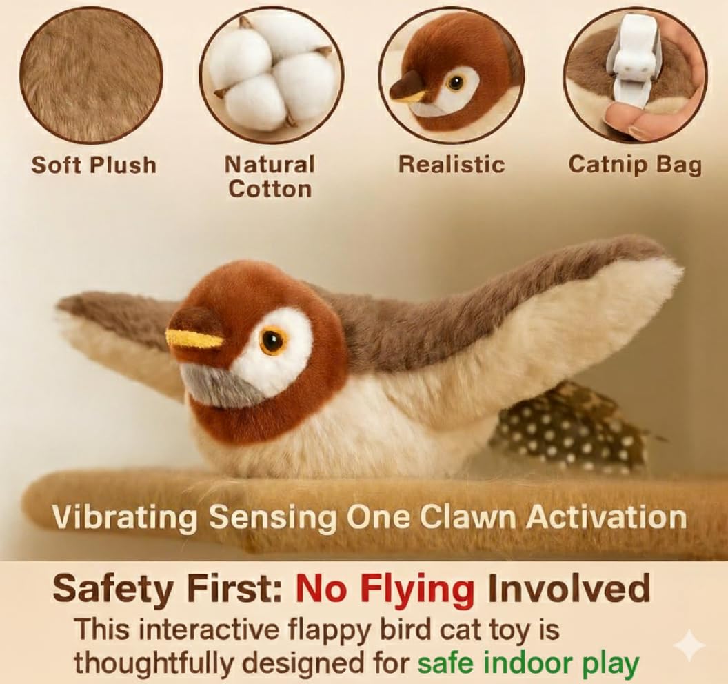 Aleena Catnip-Infused Bird Toy close-up highlighting irresistible scent for engaging play.
