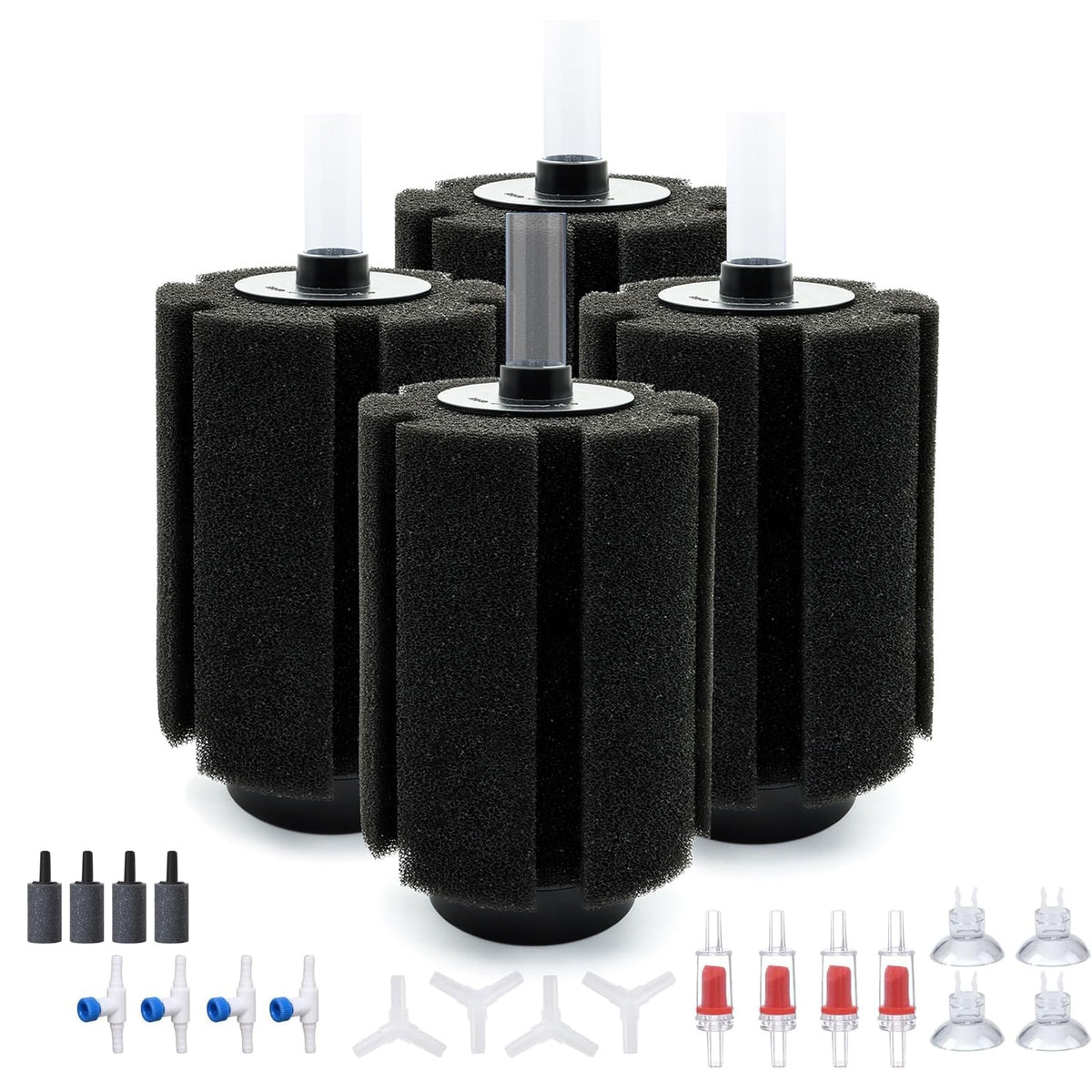 ALEGI sponge-filter with suction cups for stable filtration in home aquariums.