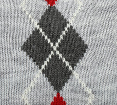 Alemon Argyle pattern closeup on dog sweater emphasizes timeless style.