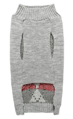 Alemon Grey Argyle Knit Pet Sweater back view showcases the classic pattern.