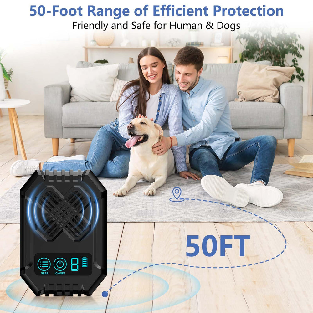 ALEVALBAR ultrasonic frequency dial highlights three modes for different dogs.