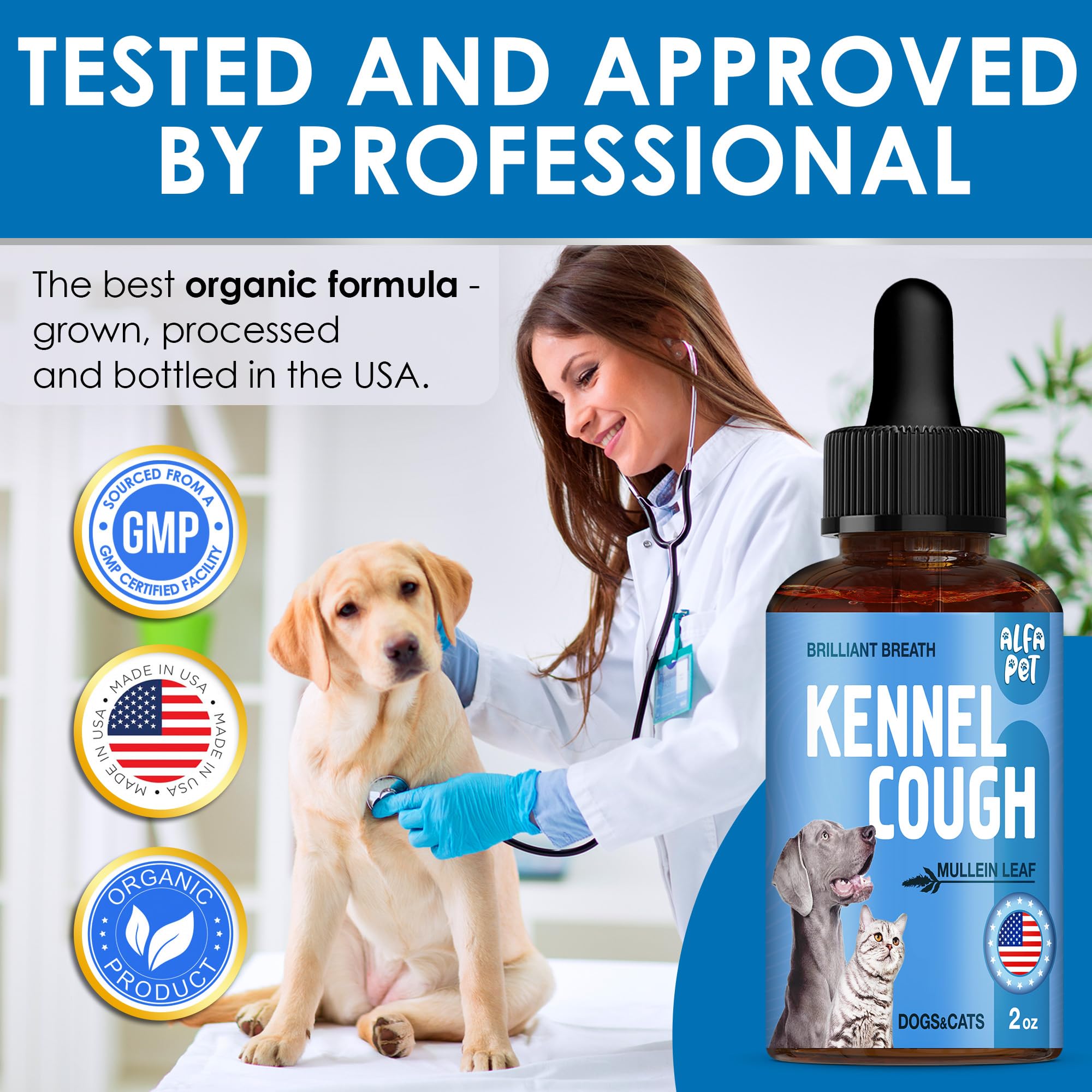 Alfa Pet label stresses organic ingredients and safety.